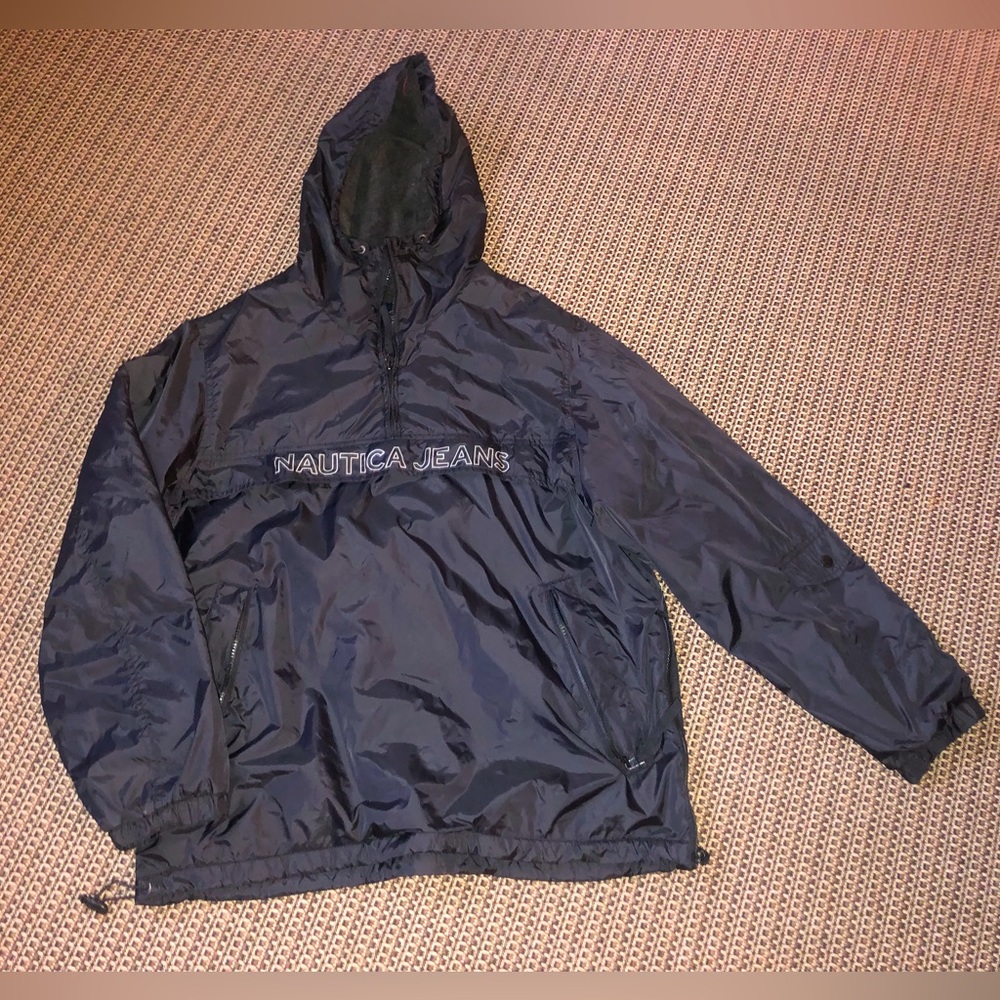 🔘VINTAGE 90’s Nautica Jeans Pullover Black Jacket Coat